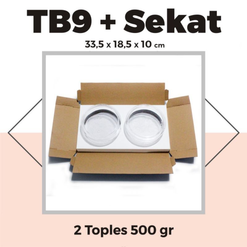 

Kardus u/ toples+SEKAT 33.5x18.5x10 utk Toples 500 gram isi 2 pcs