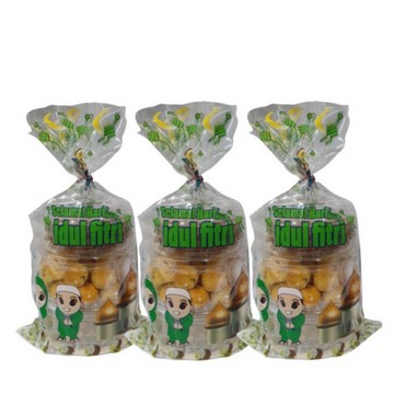 ( Pak 12 Pc ) KANTONG PLASTIK IDUL FITRI OPP LEBARAN HAMPERS/ SNACK/SOUVENIR 24x45 FREE PITA KAWAT