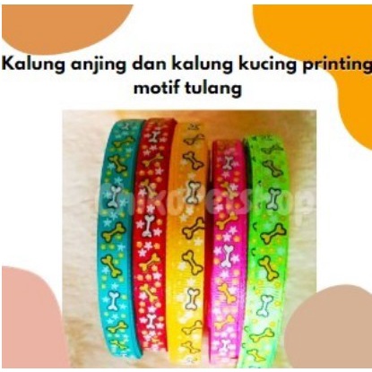 Kalung anjing dan kalung kucing printing motif tulang