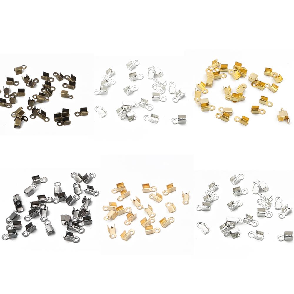 200 Pcs Klip Konektor Manik-Manik Model Lipat Bahan Besi Untuk Membuat Perhiasan Kalung Gelang