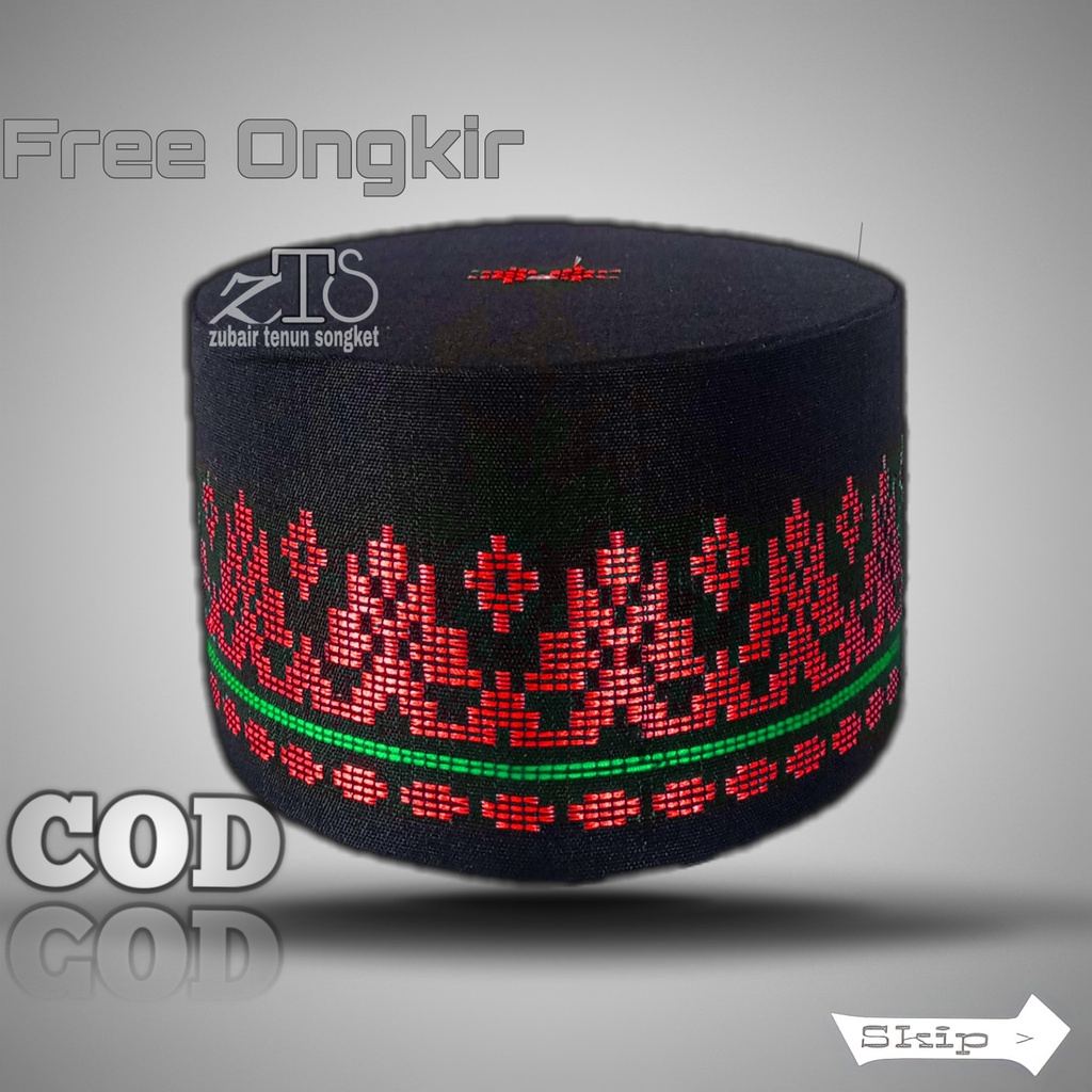 PECI SONGKOK HIJAU PROMO SONGKO DEWASA KOPIA WARNA KOPYA EMAS TOPI LOBE ZUBAIR TENUN SONGKET