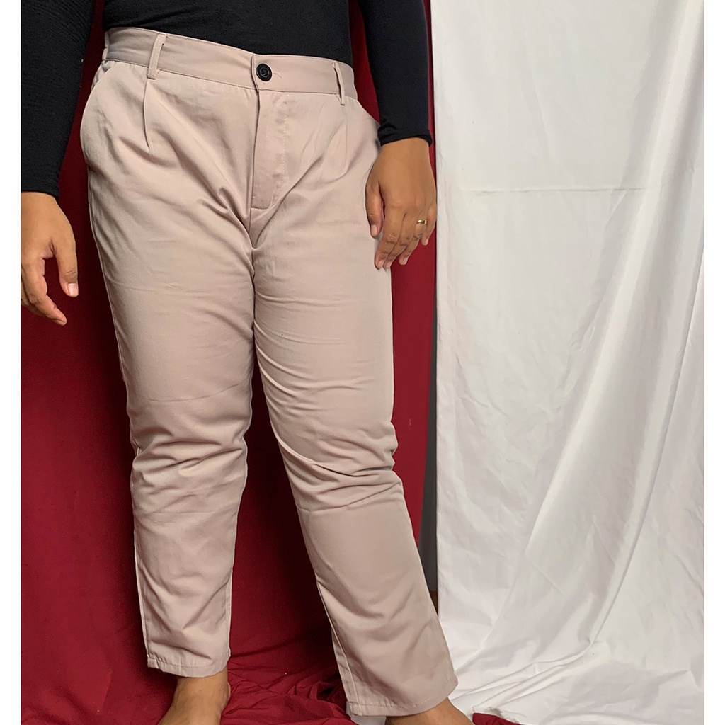 HOPYLOVY Celana Baggy Pants Wanita Jumbo Premium / Celana Bahan Panjang Wanita Ukuran XXL