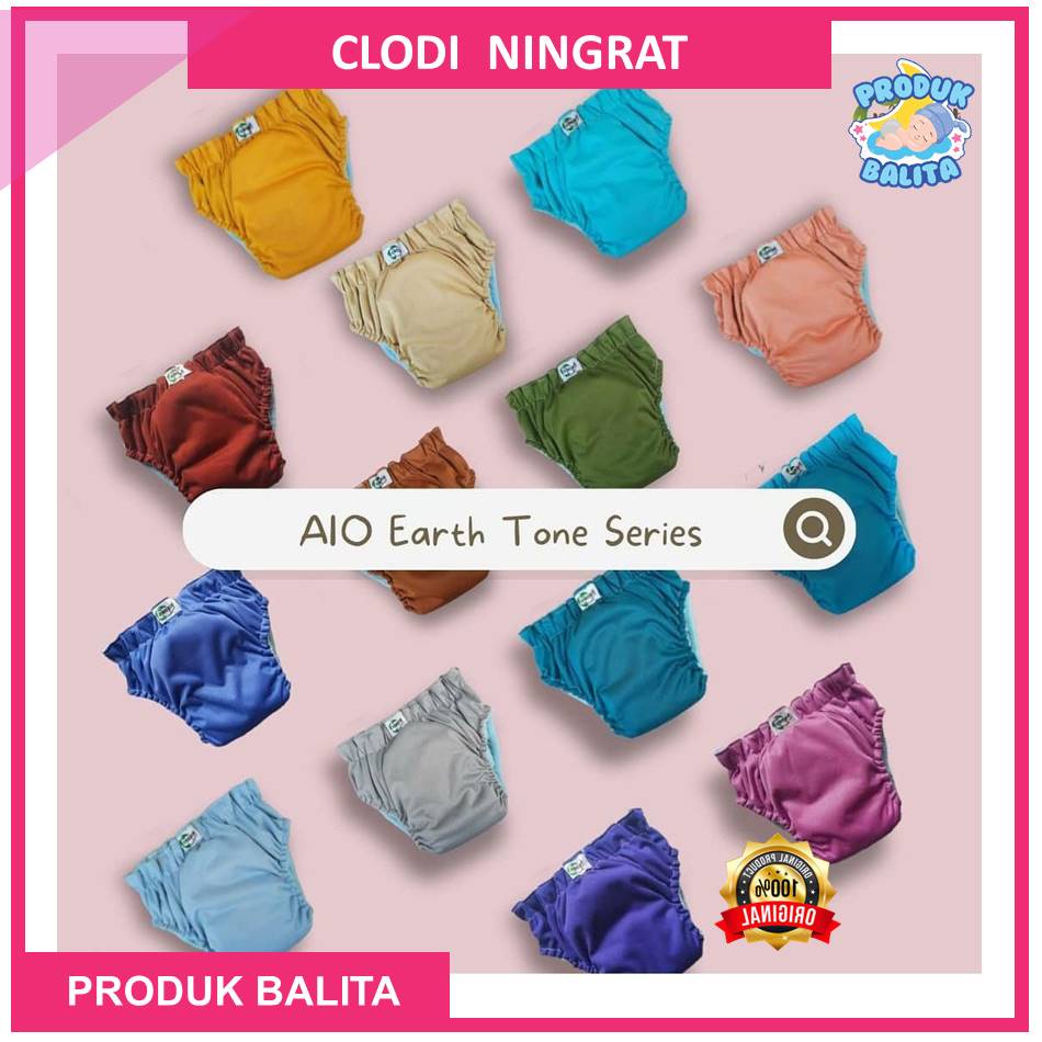 Popok Clodi Bayi Cuci Ulang Popok All In One Clodi Ningrat Reguler BB 5-17 Kg Motif Polos Terlaris