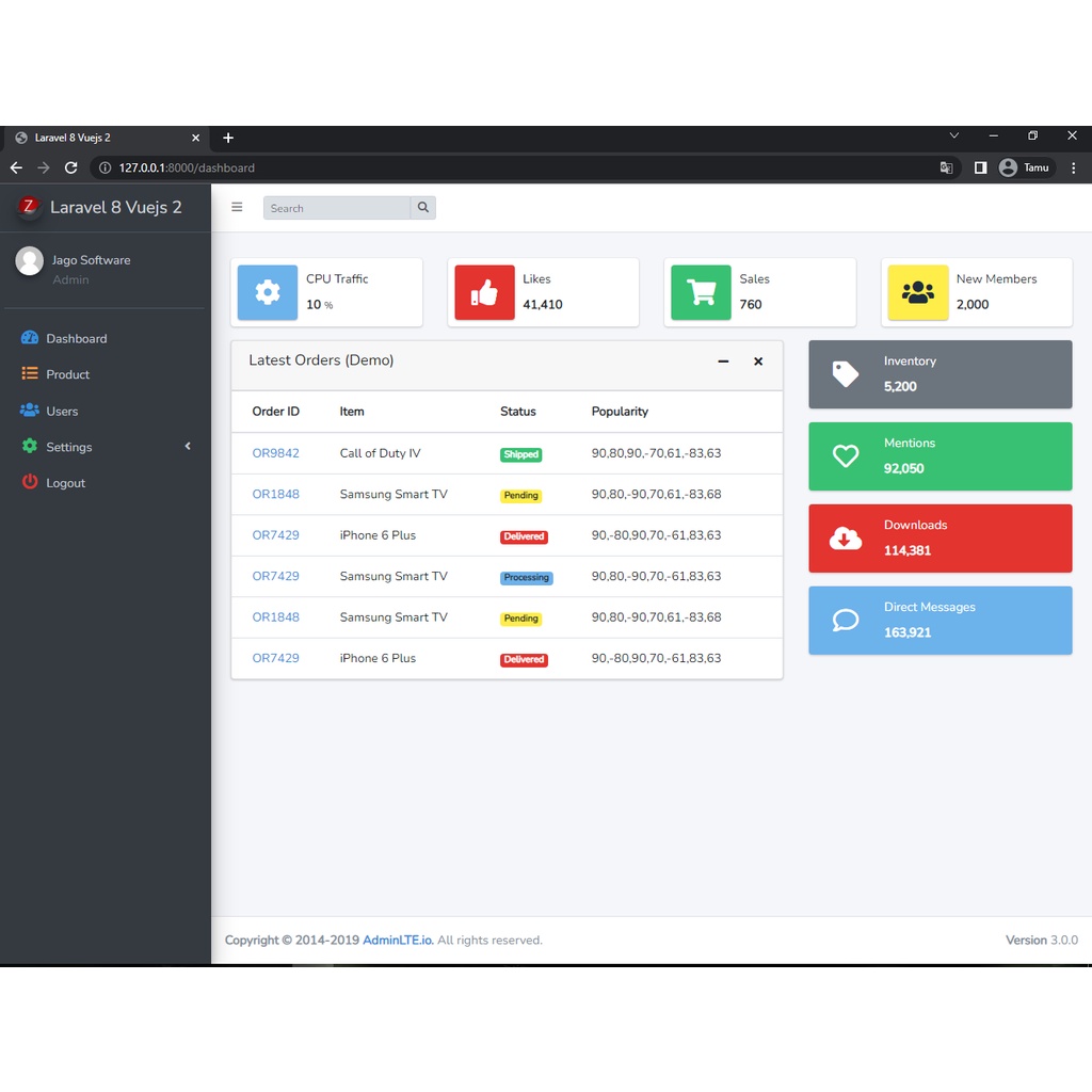 Aplikasi Laravel 8 + Vuejs 2.x