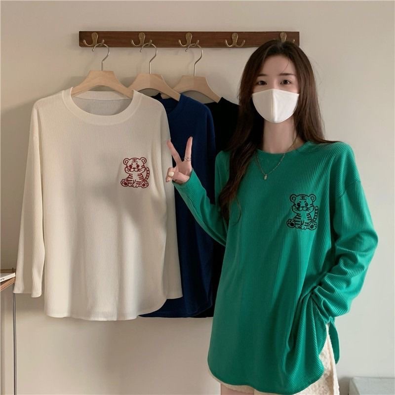 SW3 Atasan Korean lengan panjang bordir / baju oversize / kaos oblong / T shirt lengan panjang