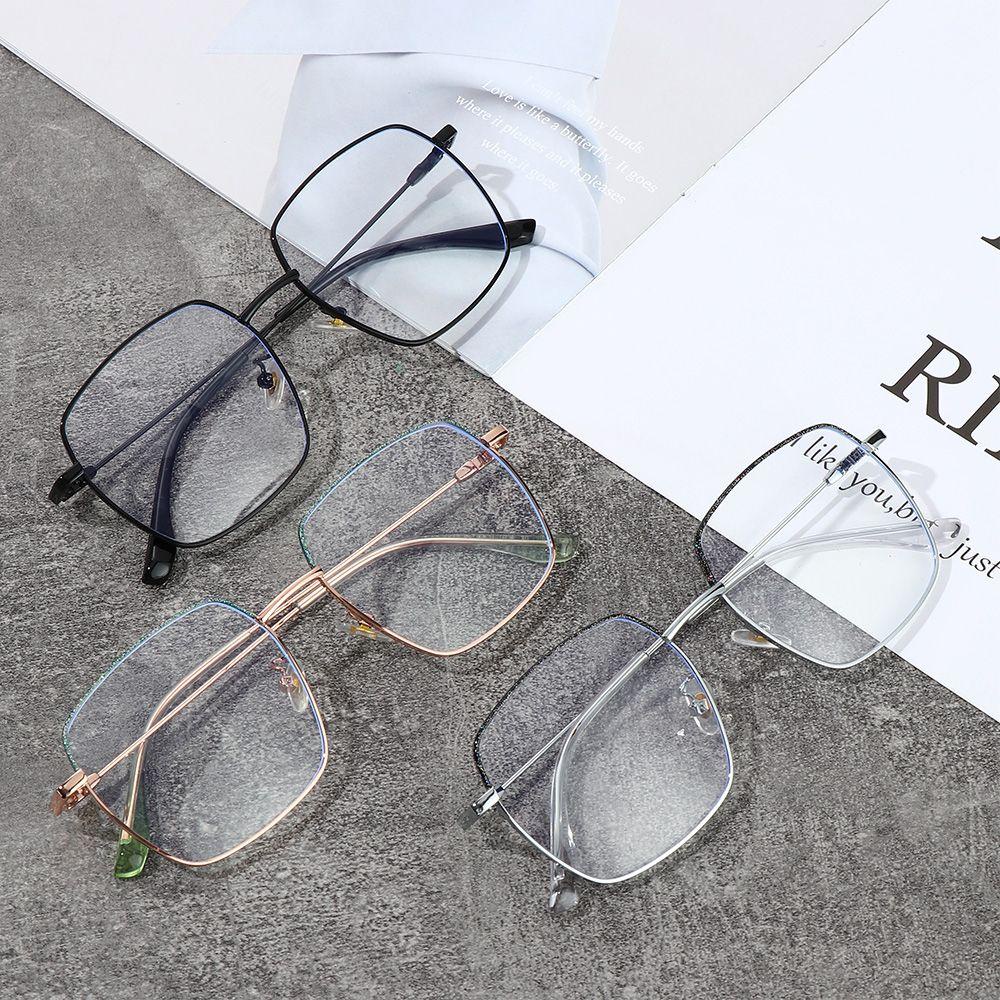 Nanas Vintage Persegi Kacamata Vision Care Wanita Fashion Spectacles Diamond Frame Eyewear