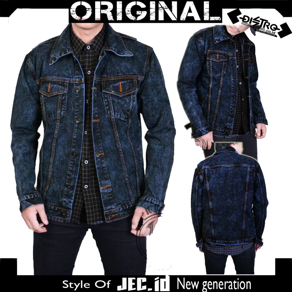 JEC Jaket Jeans Original BJ Denim Pria Sandwash  Full Premium | Jaket Distro | Jaket Keren