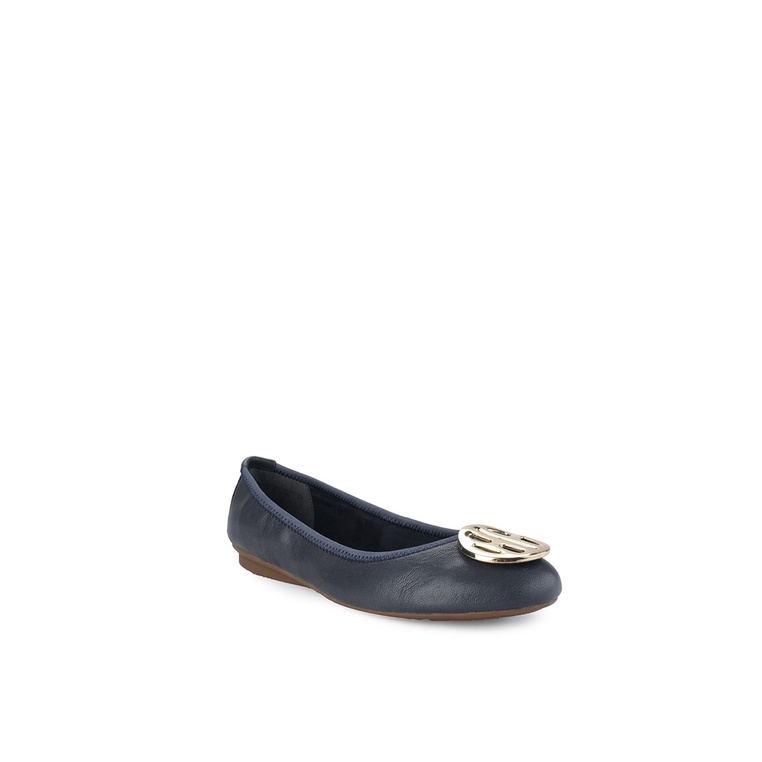 SEPATU FLAT KULIT HUSH PUPPIES WANITA ORIGINAL TERBARU BIRU NAVY HW05