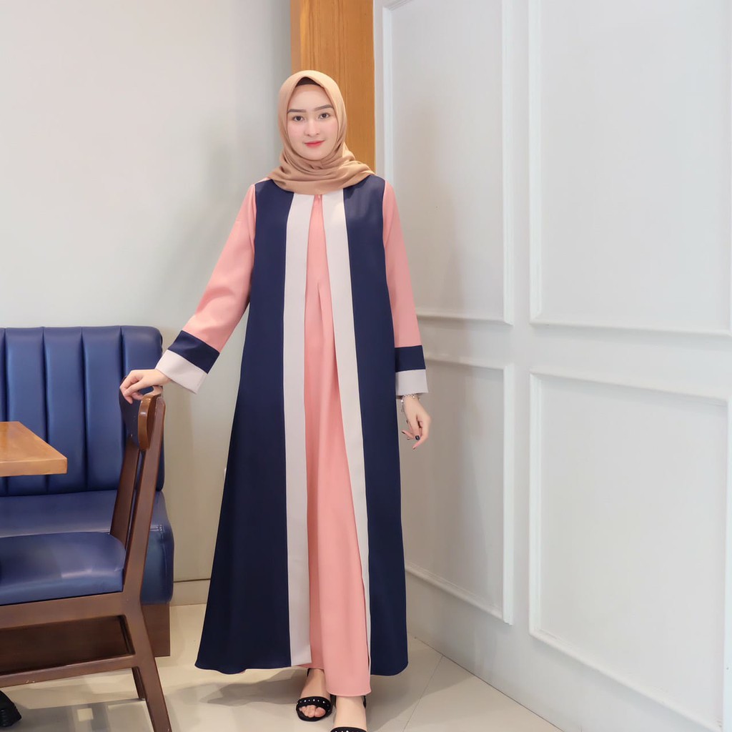 warna/i Bayar Ditempat promo Gamis Danita Dusty Navy maxi dress muslim fashion gamis best seller