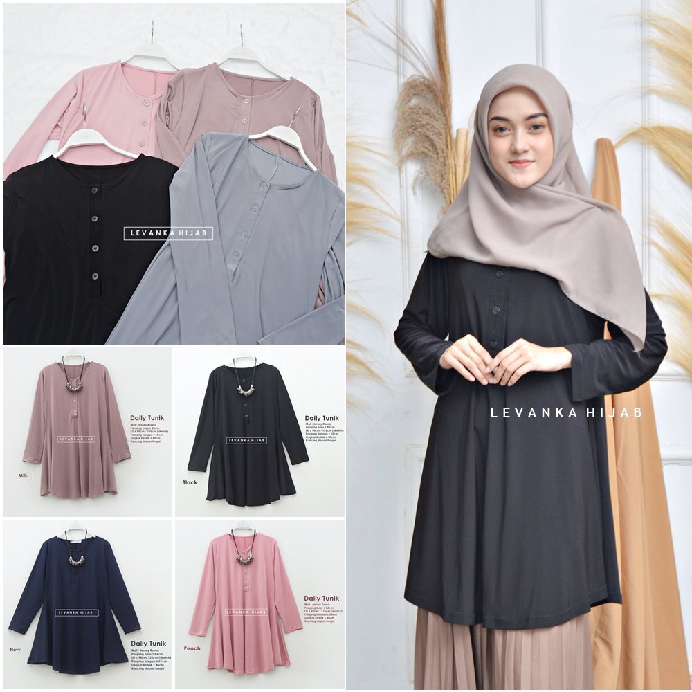 Atasan Tunik Wanita bahan Jersey Korea atau Daily Tunik