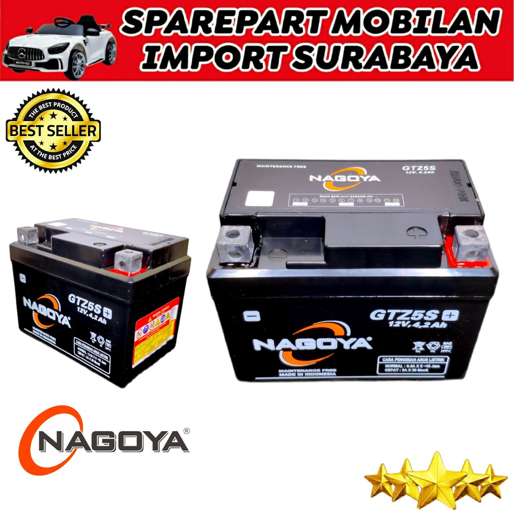 ⭐⭐⭐⭐⭐ MURAH LEBAY NAGOYA GTZ5S ACCU KERING MF AKI MIO J BEAT VARIO SCOOPY YUASA GS ASTRA MOTOBATT