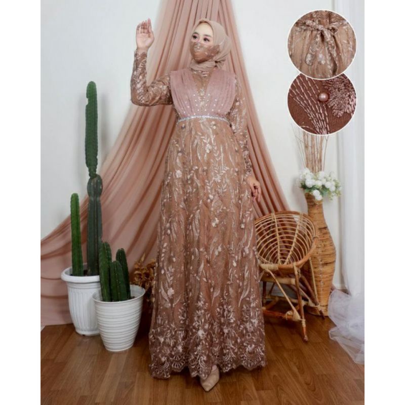 GAMIS BRUKAT TILE MUTIARA/GAMIS MODERN