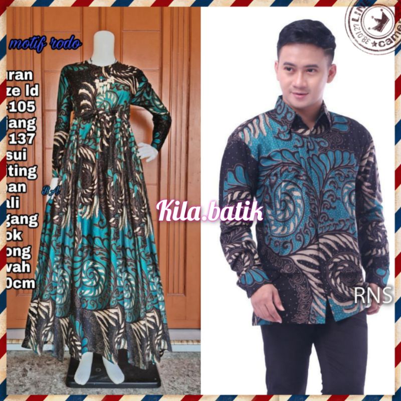 Maura Couple Sania Ruffle Batik Couple ori Ndoro jowi DNT Garansi Termurah motif puser ijo.S M L XL XXL