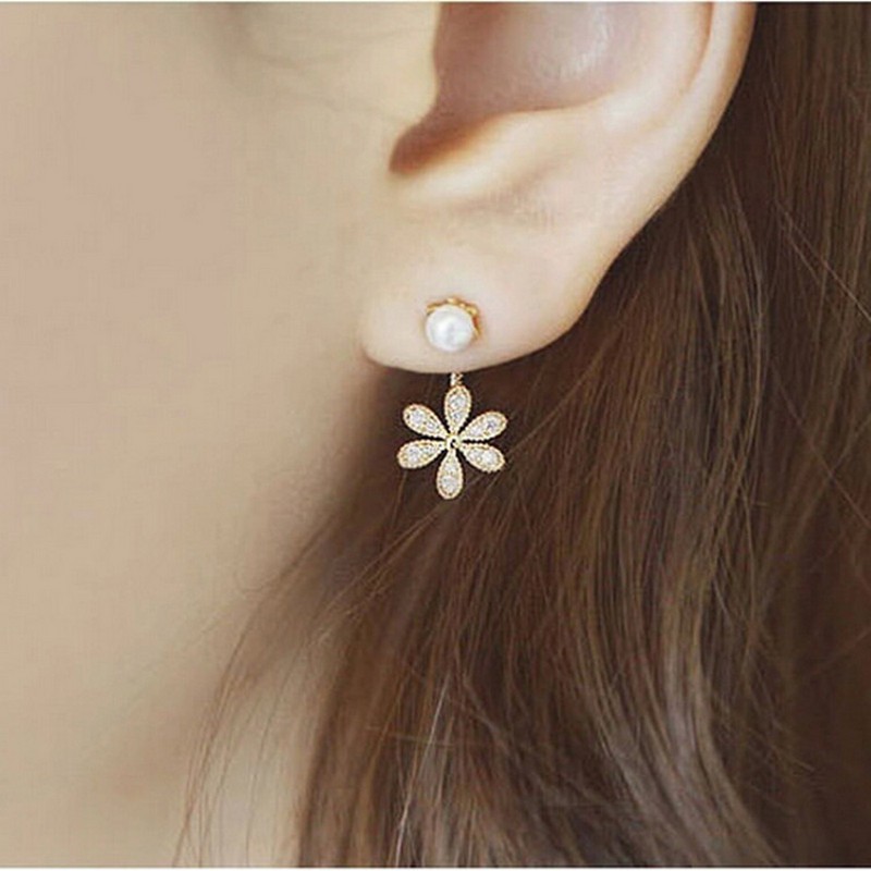 MORYMOSHI A58 Anting Tusuk Wanita Bunga Diamond Fashion Korea Aksesoris Murah