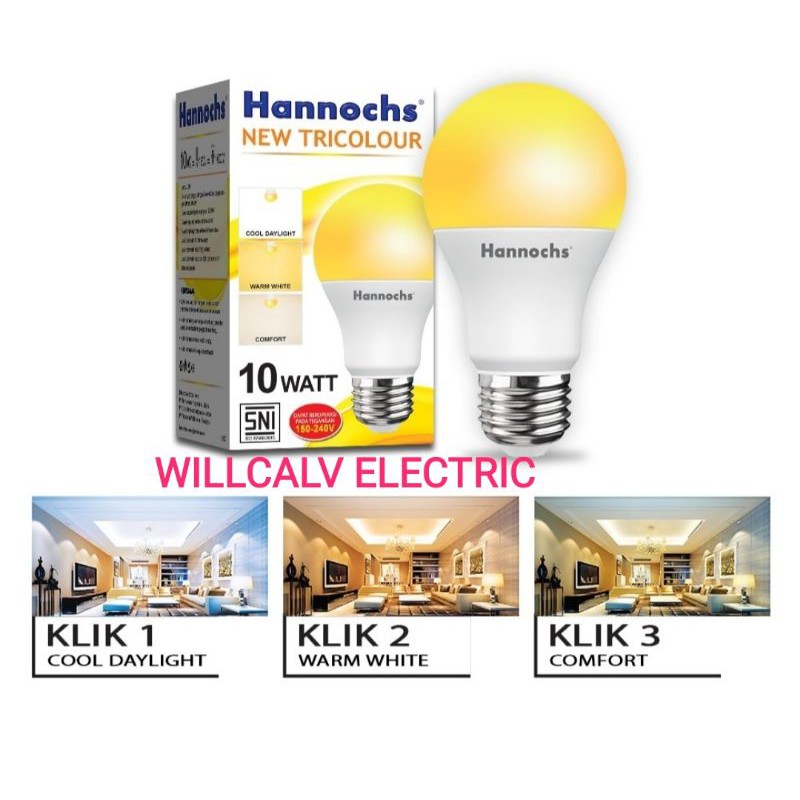 LAMPU LED HANNOCHS TRICOLOUR 10W 10WATT 10 WATT / LAMPU LED HANNOCHS 10W 10 WATT 3 IN 1 MODE CAHAYA