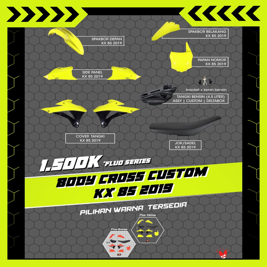 Body Set KX 85 2019 Custom Fluo Series / Body Trail Gtx / Body Trail Set Bebek Gtx