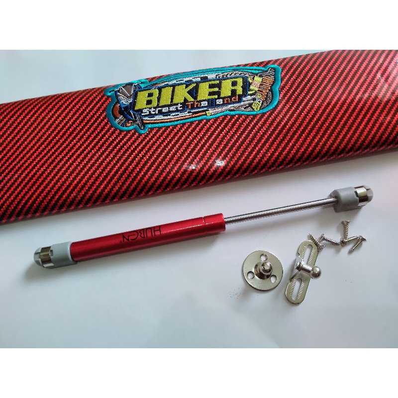 PAKET VARIASI MERAH -Hidrolik jok motor variasi Dan sarung jok motor beat fi beat karbu Mio Scoopy V
