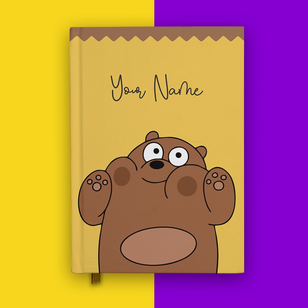 

Buku Notebook We Bare Bear Grizzly Kartun Custom Nama Diary Jurnal Cosplay Hardcover