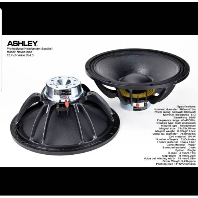 speaker component ashley nova 15neo 15 neo 15inch magnet neodyum original