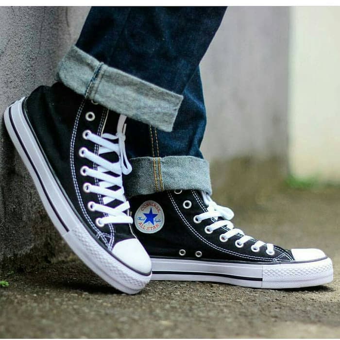 Terbaik Sepatu pria Allstar Chuck Taylor 2/All Star Ct 2 Premium/Allstar Jackpurcel - hitam petir