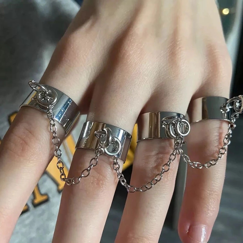 Women Fashion Simple Multi-layer Chain Rings / Ladies Smooth Fine Thin Sliver Colour Rings /  Elegant Punk Style Alloy Party Rings