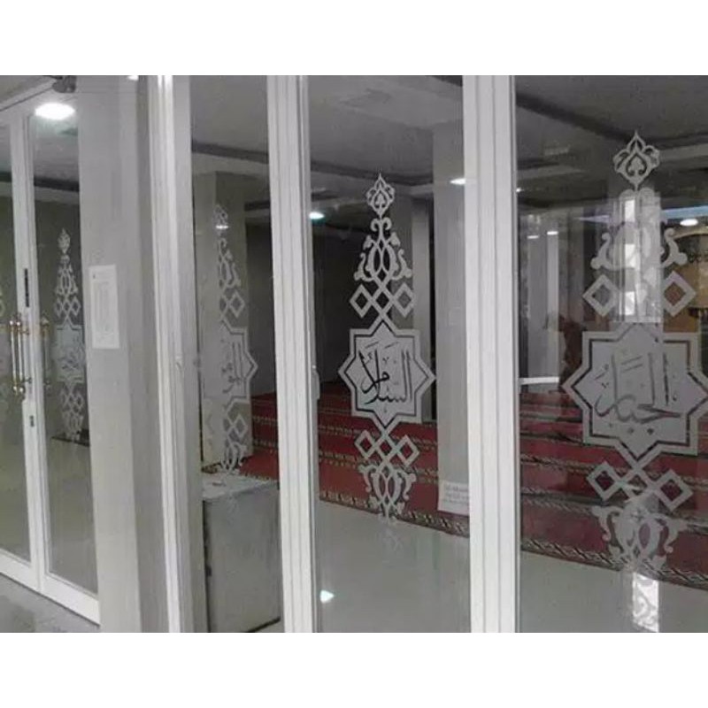 STICKER KACA PINTU JENDELA MASJID MUSHOLA KALIGRAFI