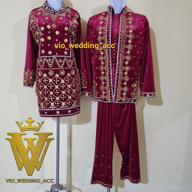 baju pengantin bludru full payet (ready)