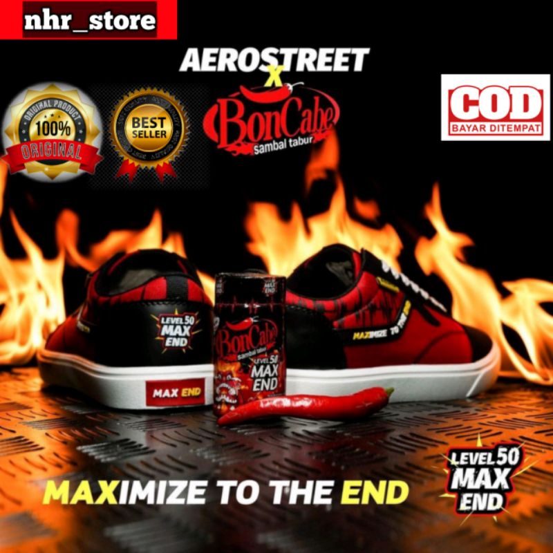 Aerostreet Max End Merah Hitam - Sepatu Aerostreet X BonCabe Size 44