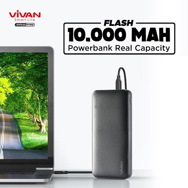 Powerbank Type C VIVAN 10000mAh (QC3.0+PD) Power Bank Fast Charging Original Garansi 1 Tahun Flash