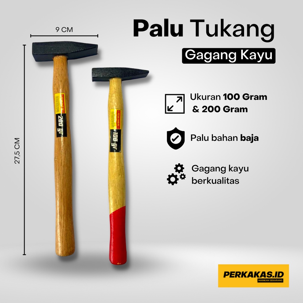 Palu Besi Tukang 100gram Gagang Kayu MURAH OWNER