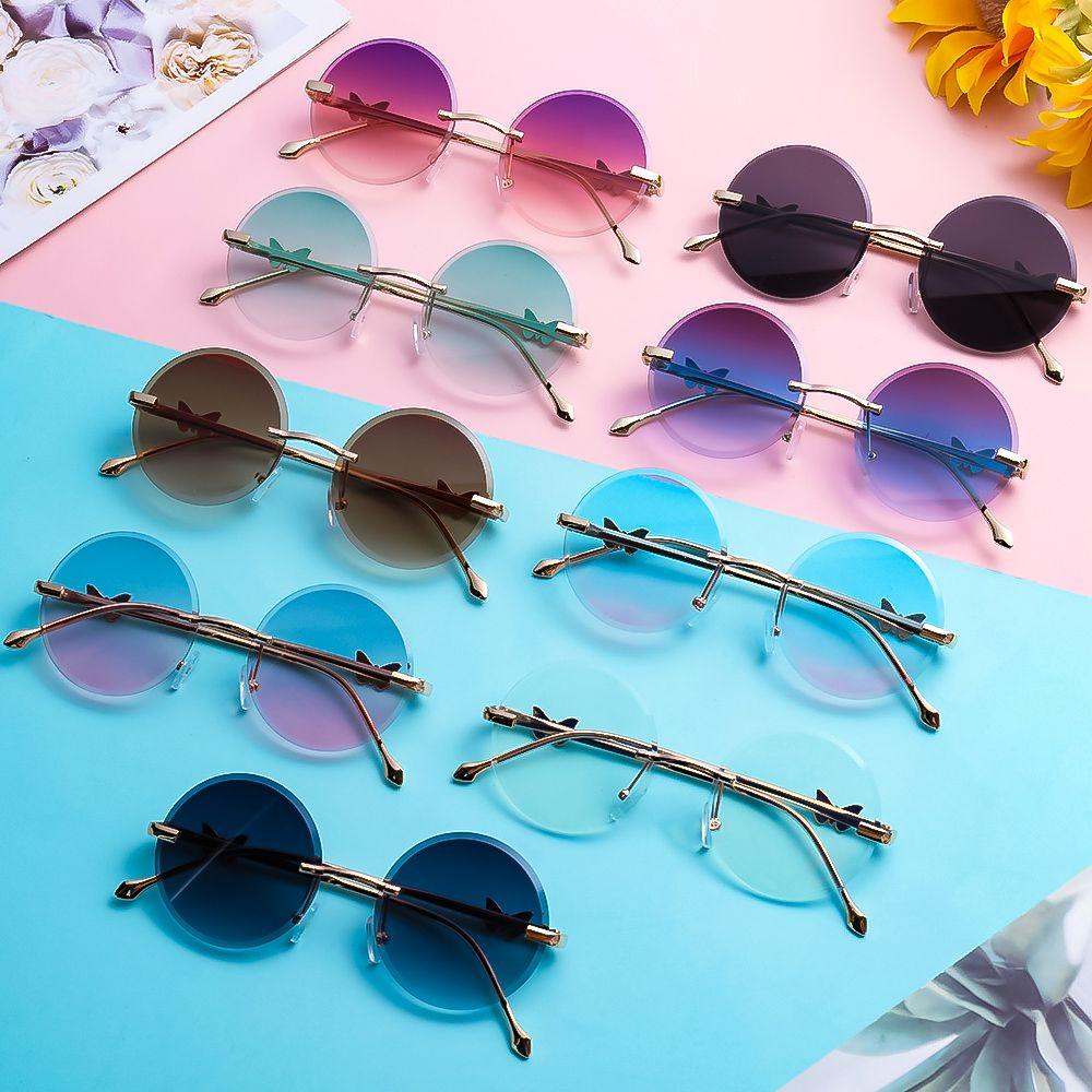 R-flower Sunglasses Untuk Wanita Perlindungan UV400 Butterfly Dekorasi Bingkai Logam Shades