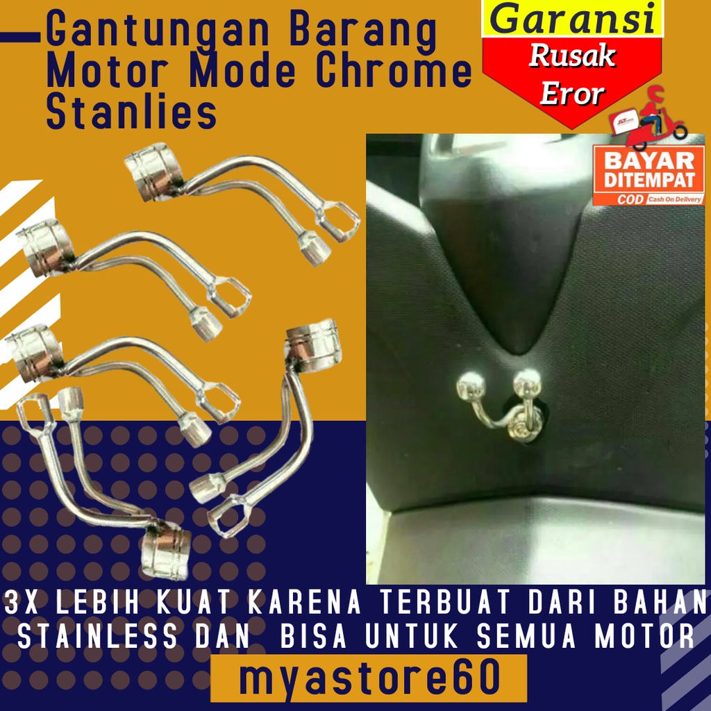 Gantungan Barang Motor Mode Chrome Crome Stanlies Stainless Steel Bisa Untuk Semua Motor Gantungan Standar Standard Motor Bebek UNIVERSAL