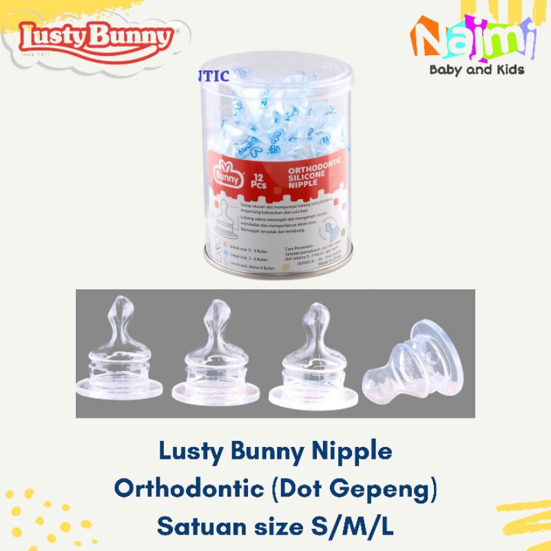 LustyBunny Dot Gepeng Satuan size S/M/L Orthodontic Nipple Lusty Bunny