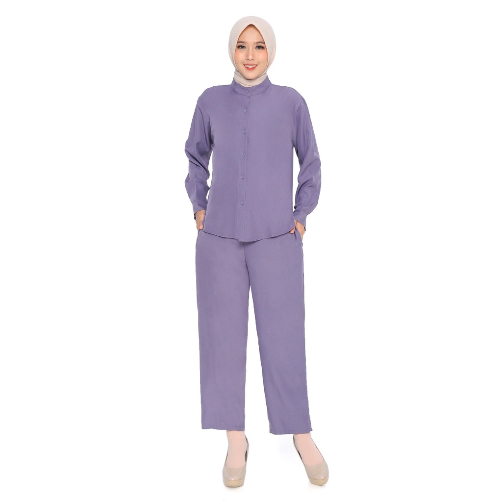 one set shakila premium terbaru/setelan polos wanita full kancing depan/busui L-XL-XXL