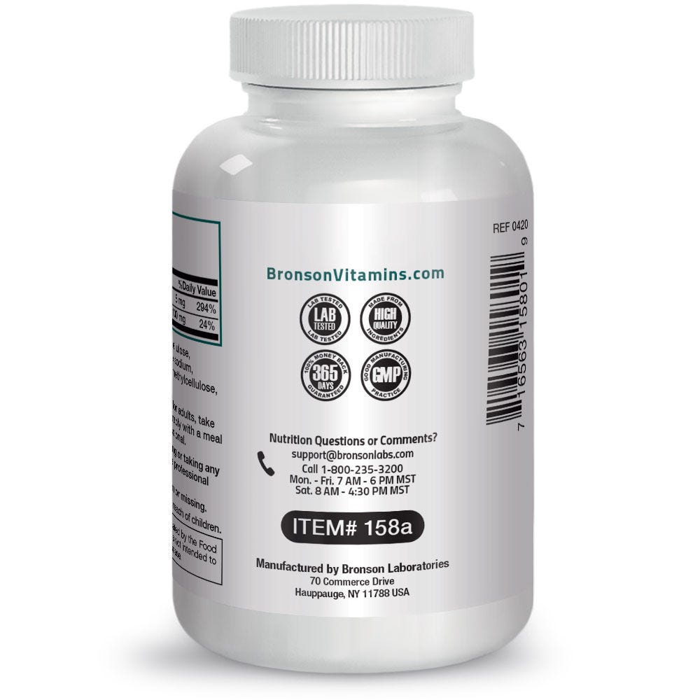 Bronson Magnesium Citrate with Vitamin B6 100 &amp; 250 Caps