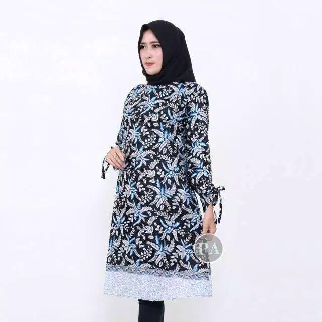 Batik Couple Keluarga Sania Ruffle Ori Ndoro Jowi Dnt Blarak Biru