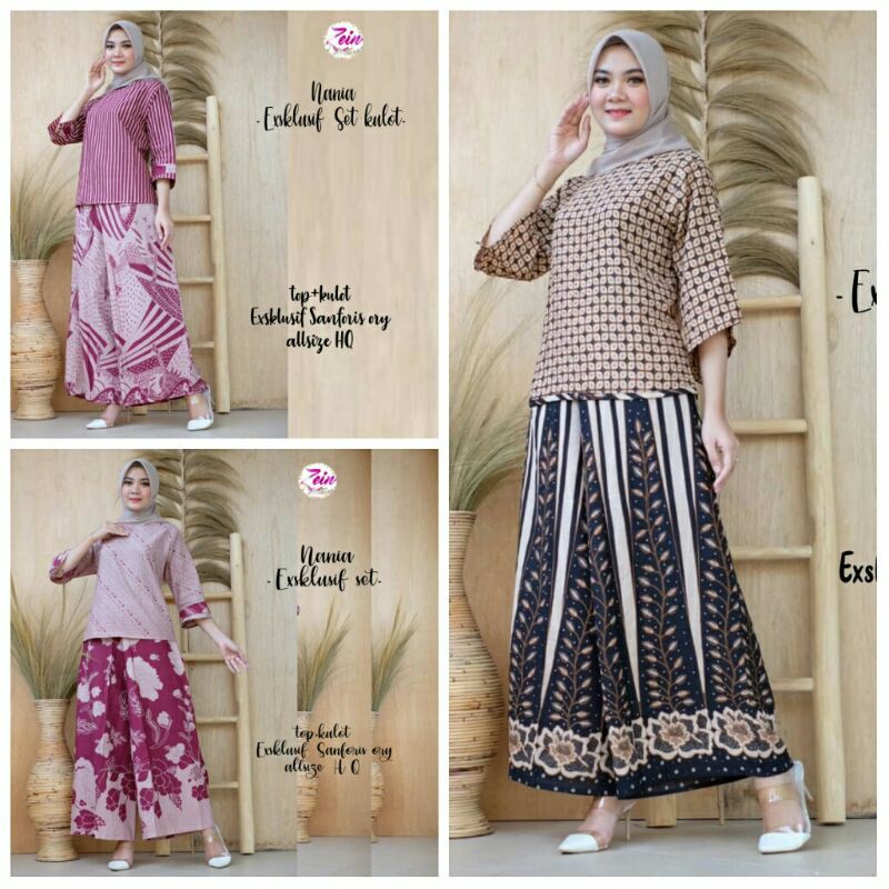 setelan wanita batik setelan kulot wanita exklusif