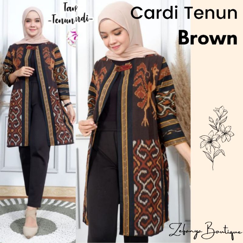 CARDI TENUN BROWN - CARDI TENUN IKAT JEPARA - OUTER TENUN - BOLERO TENUN - ATASAN TENUN - BAJU TENUN
