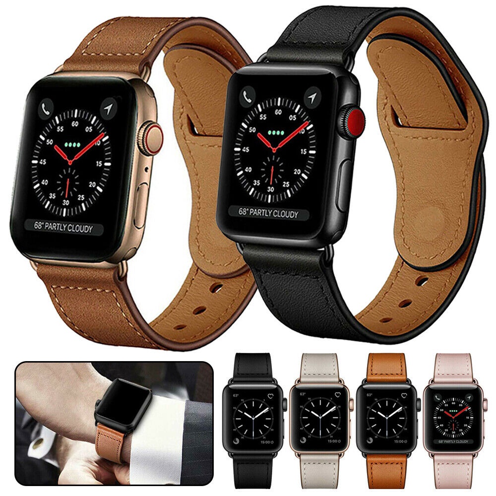 Strap Apple Watch Genuine Leather Kulit Series 1/2/3/4/5/SE/6/7/8/ultra