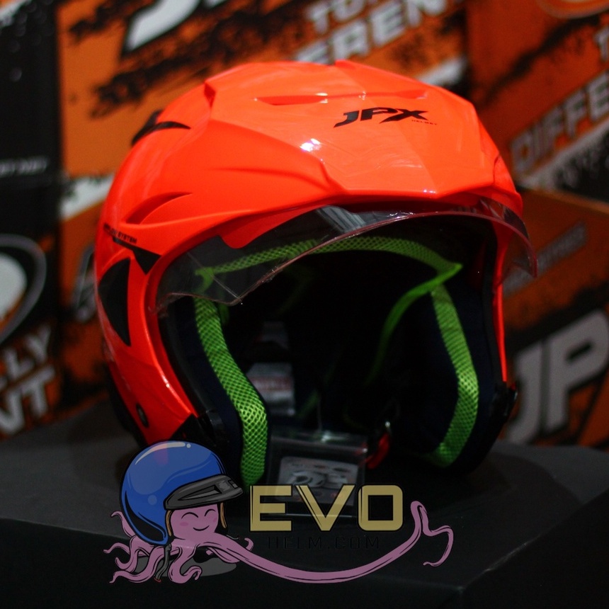 HELM JPX HALFFACE_JPX Z-BLAST - FLUO RED GLOSS ( ONGKIR 2KG) JPX HALFFACE JPX SEMICROSS JPX ZBLAST