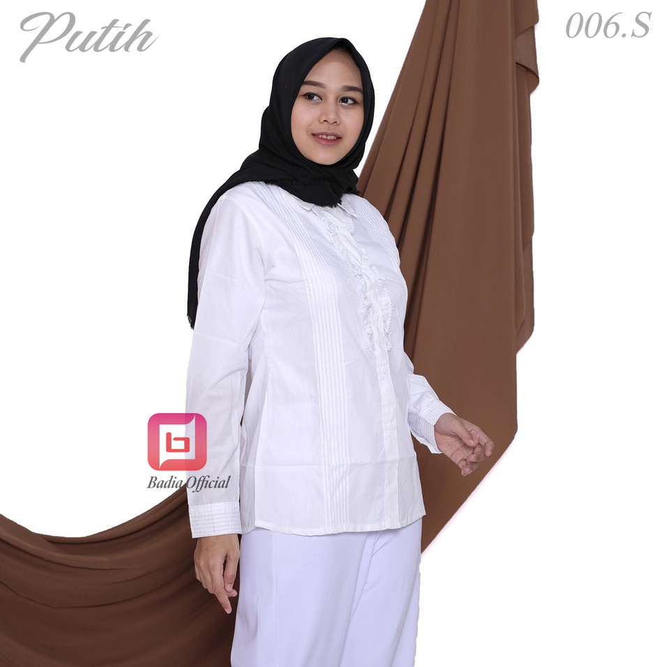 kemeja putih motif bunga bordir floral or kembang formal kantor kerja jumbo wanita premium