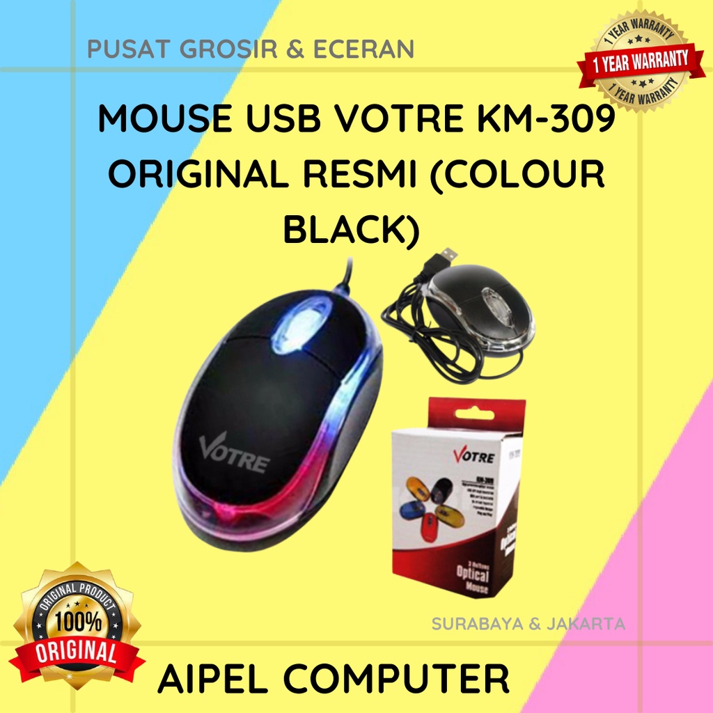 KM309  MOUSE USB VOTRE KM-309 ORIGINAL RESMI COLOUR BLACK