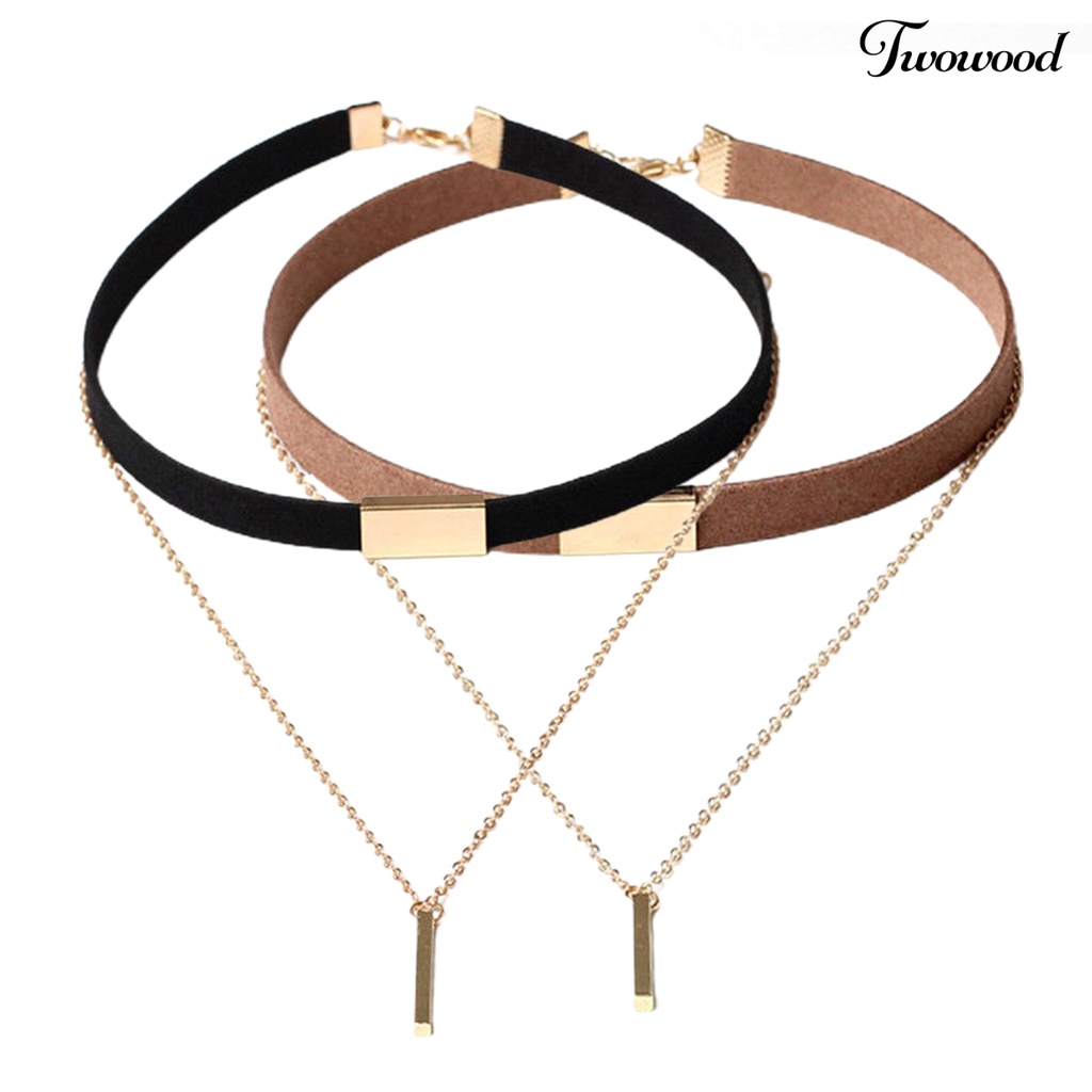 Kalung Choker Multilayer Bahan Suede Imitasi Gaya Vintage Punk Untuk Wanita