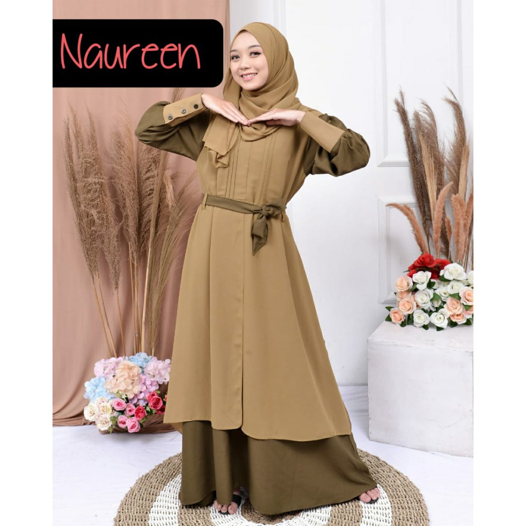 Gamis ALMIRA NAUREEN ANNUR itycrepe mix ceruty babydoll terbaru syari modis fashionable ootd muslimah simple style layer model exclusive kondangan lebaran