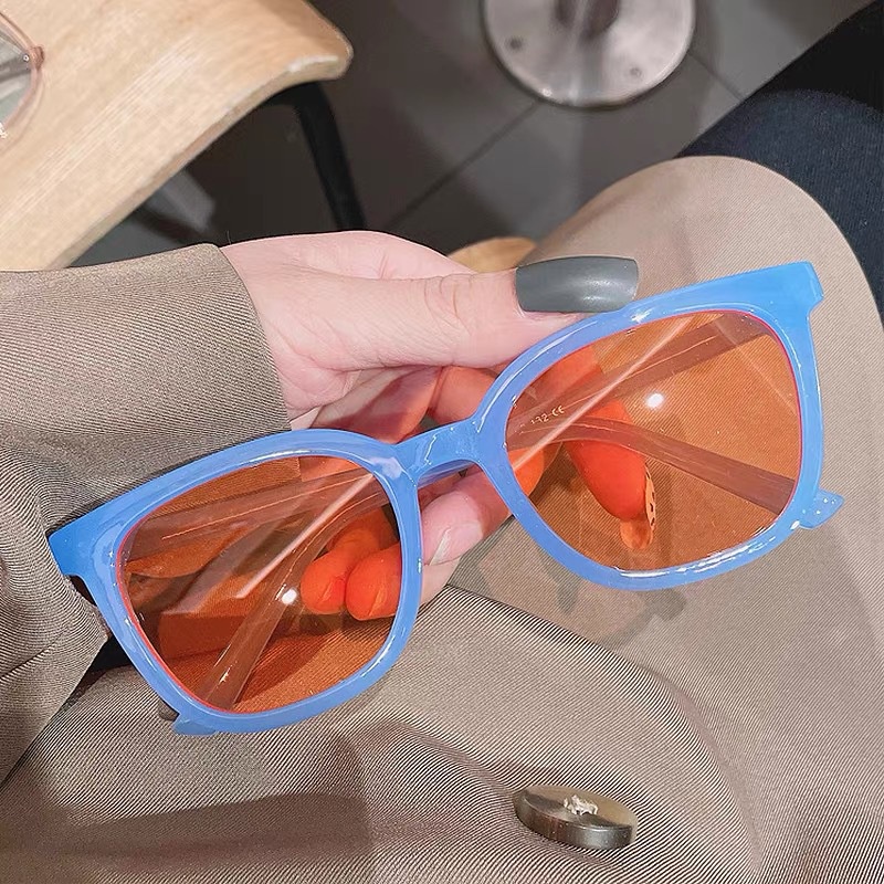 (YUZHU) Kacamata Pelindung Matahari Bingkai Persegi Fashion Korea Baru Permen Warna UV Perlindungan Sunglasses