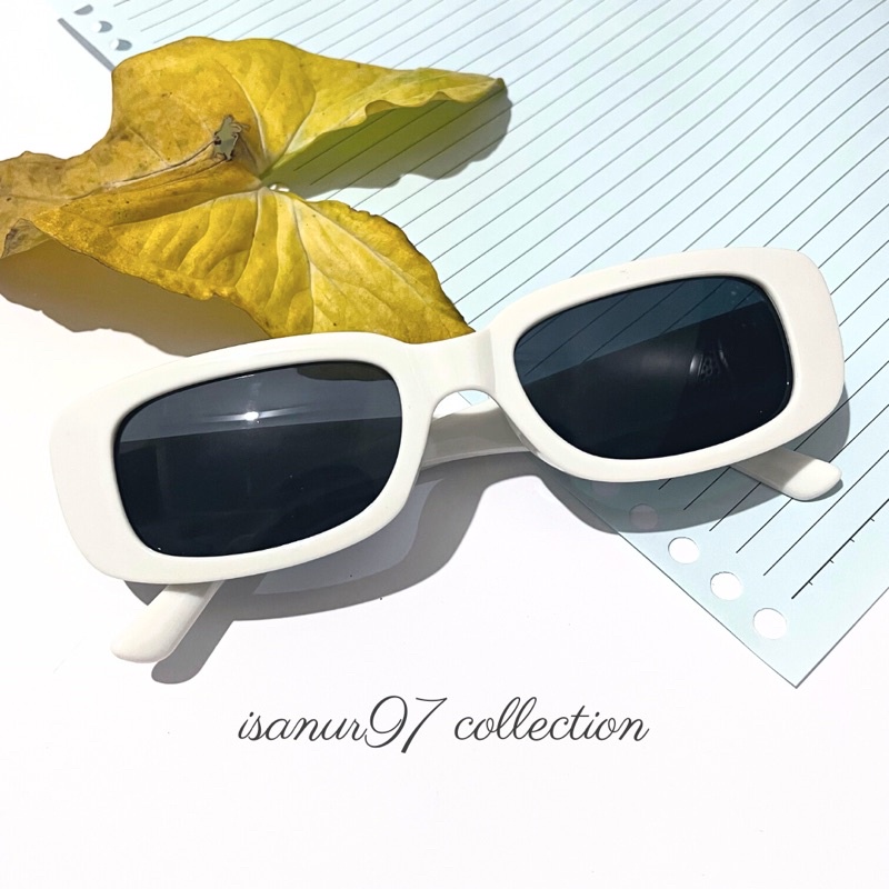ISANUR97 - Kacamata Hitam Wanita Kacamata Leopard Hitam GentleMonster Kacamata Korea Anti UV-Putih
