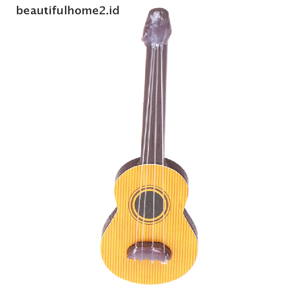 (beautifulhome2.id) Miniatur Gitar Skala 1: 12 Untuk Aksesoris Rumah Boneka