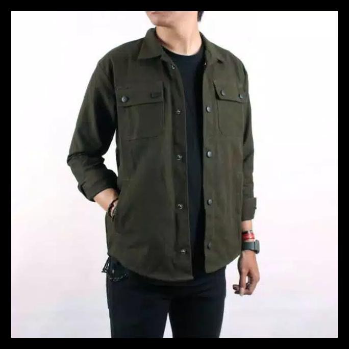 Ina jaket semi parka/kemeja semi parka/jaket parka army/jaket denim pria - Hitam, M TERUJI Kode 151