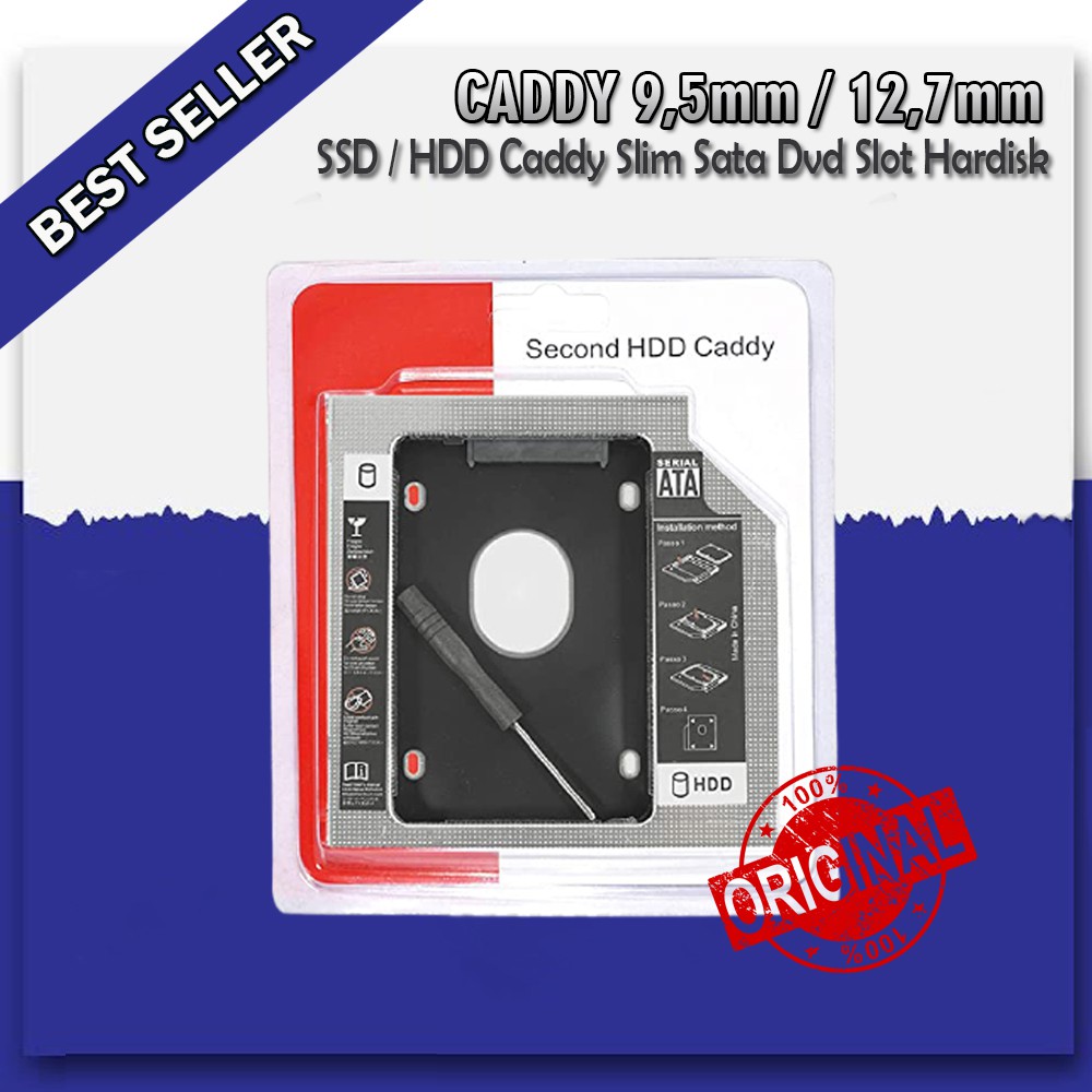 SSD HDD Caddy Slim SATA DVD Slot Hardisk 9.5mm / 12.7mm