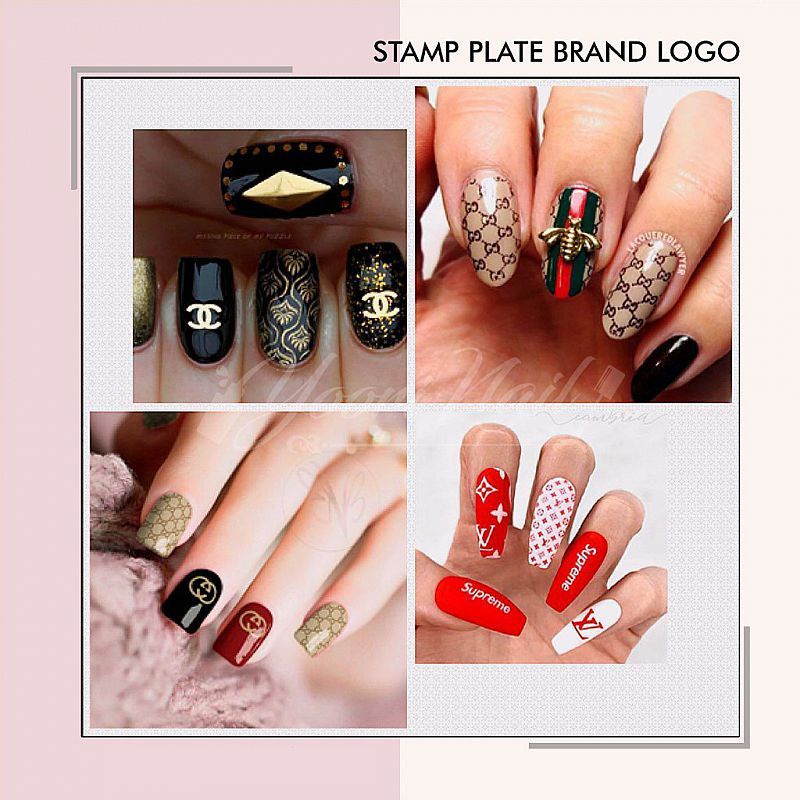 Stamp plate brand logo nail art lv stamping plate branded nail template